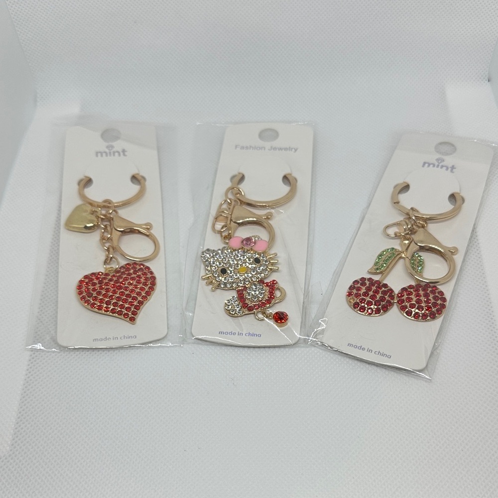 Keychains Gold and Red Trio.
